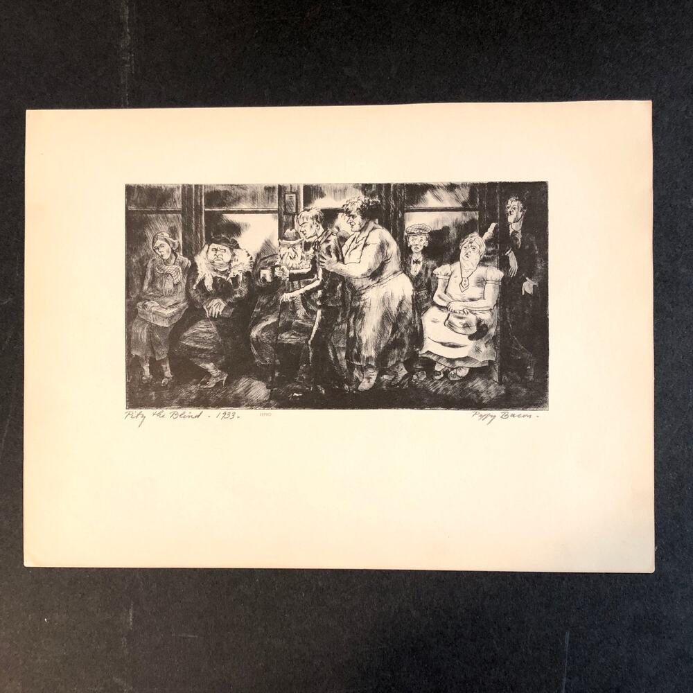 Peggy Bacon "Pity the Blind" Art 1939 Print Treasury Collection Sketch